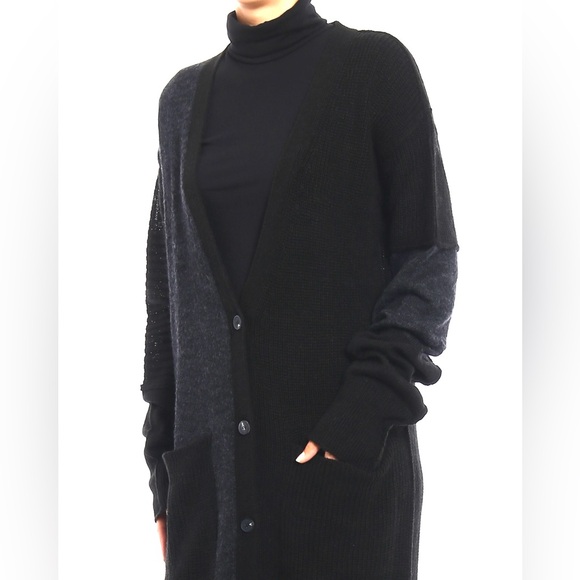 MCQ by Alexander McQueen Long Patchwork Duster Cardigan Size Xs - Black/Charcoal - Picture 5 of 10